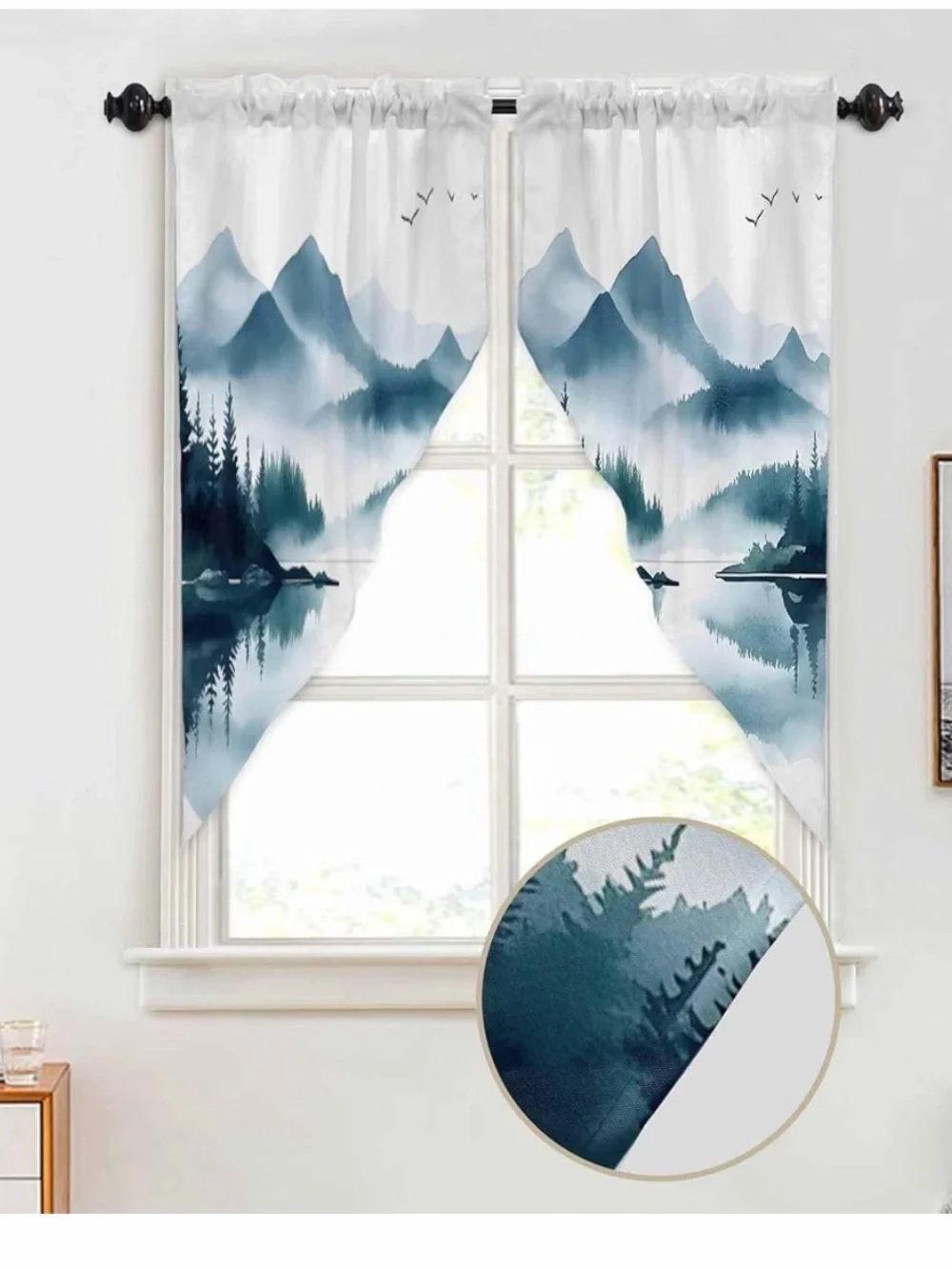 Swag Valance Curtains, Summer Landscape 28”x36”